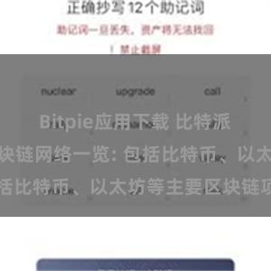 Bitpie应用下载 比特派钱包支持的区块链网络一览: 包括比特币、以太坊等主要区块链项目