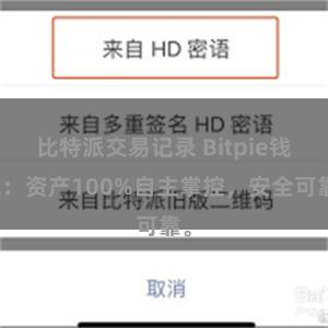 比特派交易记录 Bitpie钱包：资产100%自主掌控，安全可靠。